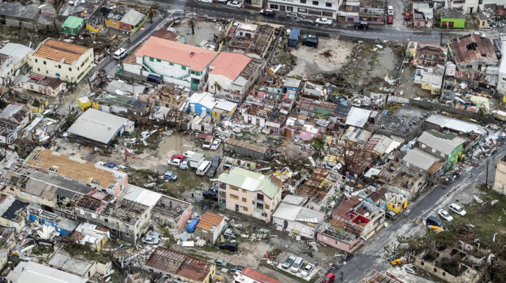 Sint-Maarten, 6 september 2017.
Vlucht boven Sint-Maarten tbv het vaststellen van de schade van orkaan Irma. Tevens wordt een inschatting gemaakt van de gebieden waar de meeste hulp benodigd is, en waar schepen evt kunnen aanleggen.
Foto: Verwoesting.